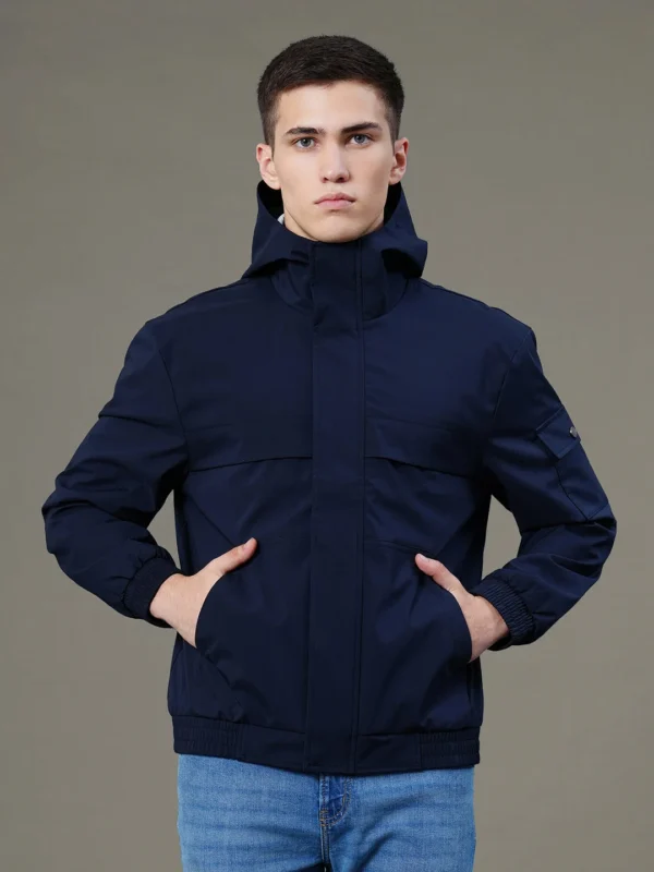 Solid Hooded Jacket for Men